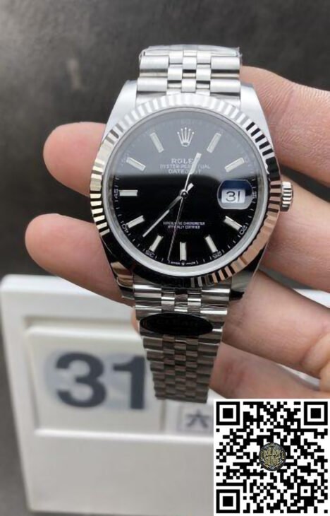 Datejust 41mm 126334 Black Dial with Stick Markers 904L Oystersteel Jubilee Bracelet Clone 3235 Movement