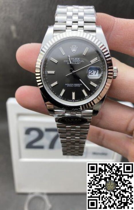 DateJust 41mm 126334 904L Steel Grey Dial with Stick Markers on Jubilee Bracelet VR3235 Movement