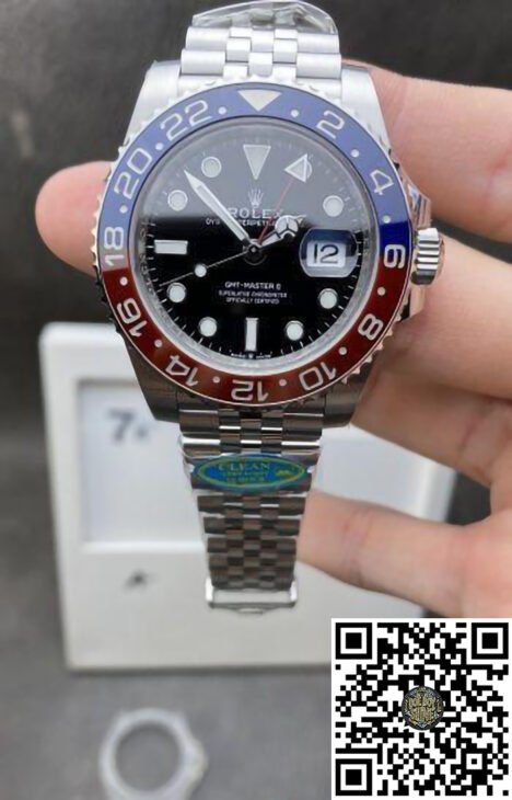 Rolex GMT-Master II 126710BLRO Pepsi Blue & Red Ceramic Bezel Black Dial 904L Steel Case & Jubilee Bracelet DD3285