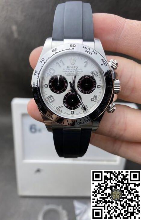 Panda Daytona 116509 Best Edition White Dial Nember Markers on 904L Steel Case Black Rubber Strap SA4130