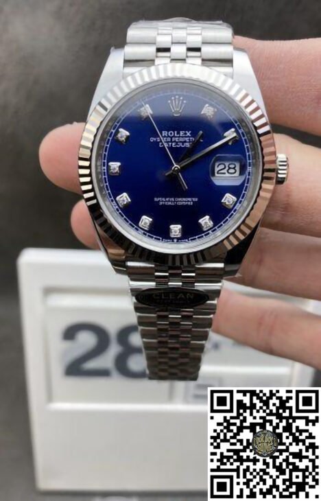 DateJust 41mm 126334 904L Steel Blue Dial with Diamonds Markers on Jubilee Bracelet VR3235 Movement