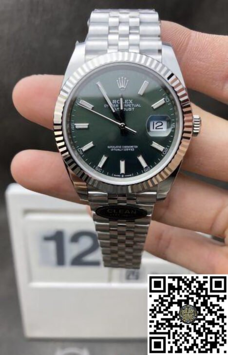 DateJust 126334 41mm Rolex Watch Best Edition 904L Steel Olive Green Dial on Jubilee Bracelet VR3235