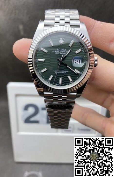 DateJust 126334 41mm Rolex Watch Best Edition 904L Steel Green Texuted Dial on Jubilee Bracelet VR3235