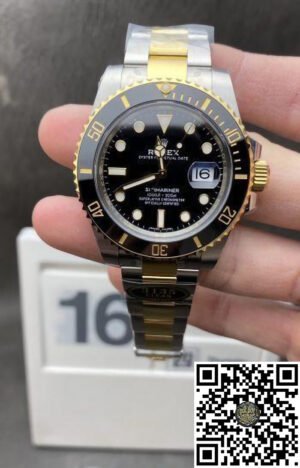 Submariner 116613LN Black Dial Black Ceramic Bezel 40mm 904 Steel Case Two Tone Yollow Gold & Steel Oyster Bracelet VR3135 Movement