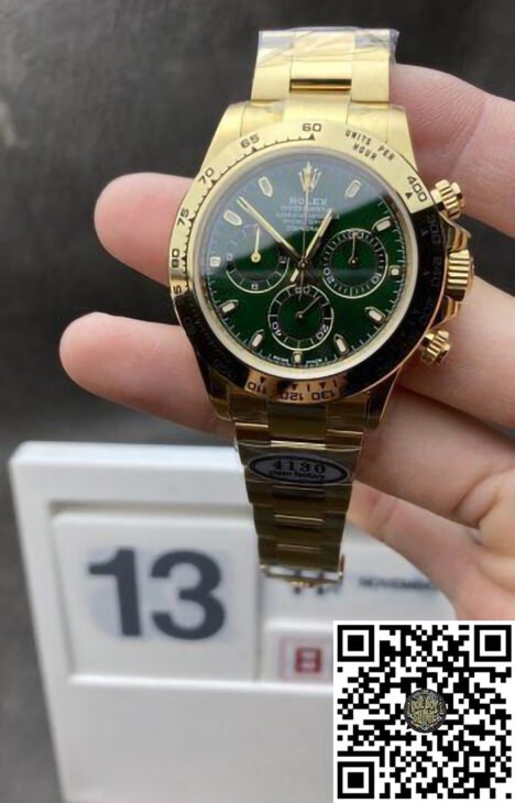 Daytona 116508 Green Dial on Yellow Gold Case and Bracelet SA4130
