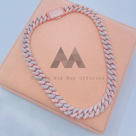 New Deisgn 15MM 3Rows Moissanite Cuban Link Chain Hip Hop Iced Out - Image 2