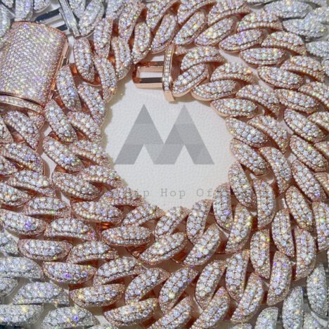 22MM Solid Silver Cuban Chain | Heavy 3D Moissanite Hip Hop Jewelry - Image 2