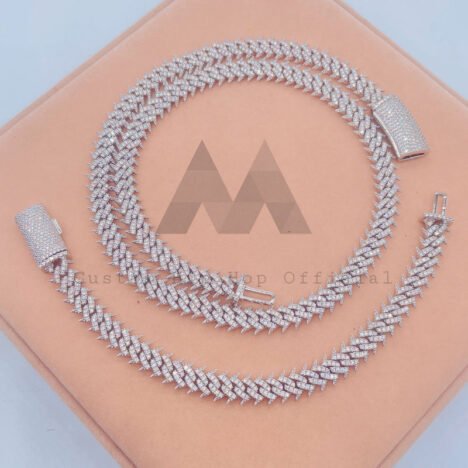 10mm VVS Moissanite Cuban Link Chain Set, 925 Silver Iced Out Hip Hop Jewelry - Image 2