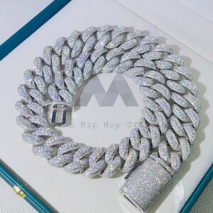 22MM Solid Silver Cuban Chain | Heavy 3D Moissanite Hip Hop Jewelry - Image 3