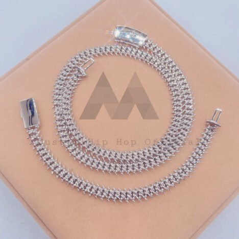 10mm VVS Moissanite Cuban Link Chain Set, 925 Silver Iced Out Hip Hop Jewelry - Image 3