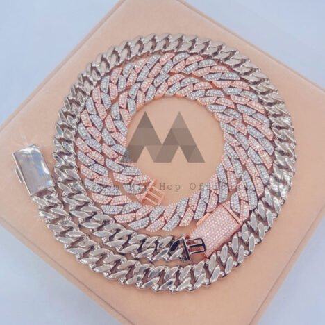 New Deisgn 15MM 3Rows Moissanite Cuban Link Chain Hip Hop Iced Out - Image 4