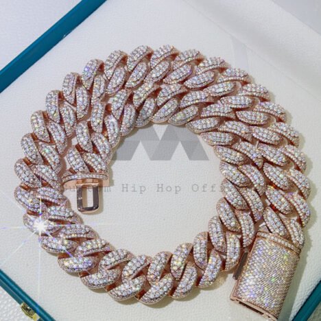 22MM Solid Silver Cuban Chain | Heavy 3D Moissanite Hip Hop Jewelry - Image 4