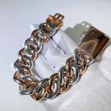 23MM Moissanite-Encrusted Rose Gold Cuban Bracelet - Luxe Men's Jewelry - Image 2