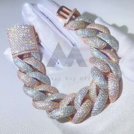 23MM Moissanite-Encrusted Rose Gold Cuban Bracelet - Luxe Men's Jewelry