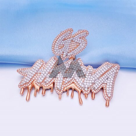 Rose Gold Two-Tone Moissanite Diamond GS HARVA Double Layer Hip Hop Pendant