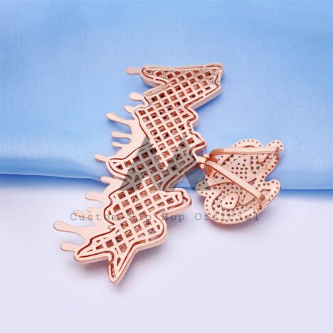 Rose Gold Two-Tone Moissanite Diamond GS HARVA Double Layer Hip Hop Pendant - Image 2