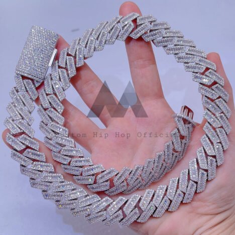18MM Baguette Diamond Moissanite Cuban Chain | Iced Out Hip Hop Jewelry