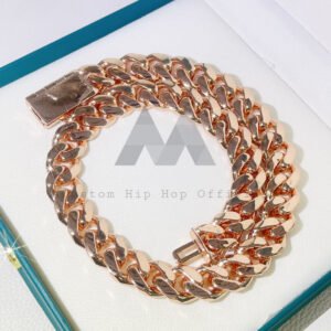 18MM Moissanite Cuban Chain Silver with Rose Gold Plating - Image 3