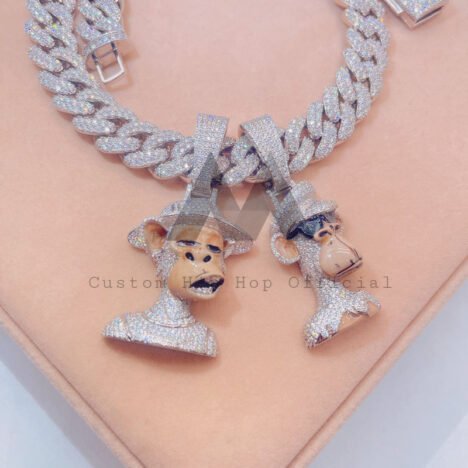 Sterling Silver VVS Moissanite Iced Out APE Pendant 2022 New Arrival - Image 3