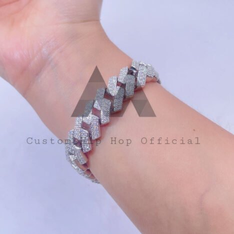 925 Sterling Silver 15mm VVS Moissanite Cuban Chain with Custom Lock - Hip Hop Jewelry - Image 4