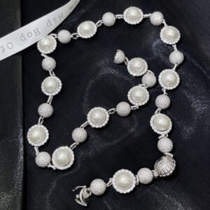 925 Sterling Silver Moissanite Ball Chain Necklace with Freshwater Pearls - Hip Hop Jewelry