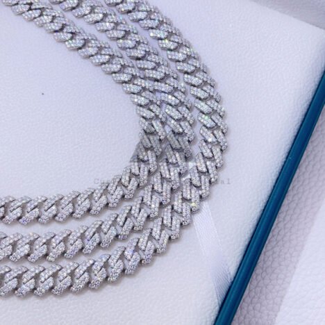 10mm VVS Moissanite Diamond Iced Out Cuban Link Chain With Long Curved Clasp - Image 2