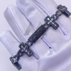 Hip Hop 925 Silver Infinity Cuban Bracelet, Black Gold Plated - Image 4