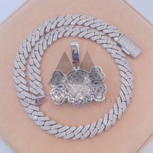 Moissanite Diamond Kaws Pendant with 10MM Cuban Chain - Hip Hop Jewelry - Image 3