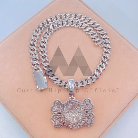 Moissanite Diamond Kaws Pendant with 10MM Cuban Chain - Hip Hop Jewelry - Image 4