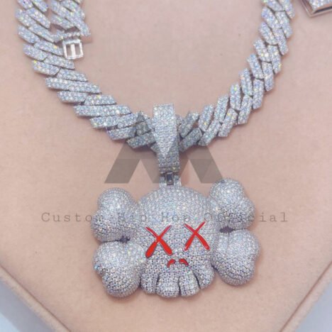 Moissanite Diamond Kaws Pendant with 10MM Cuban Chain - Hip Hop Jewelry