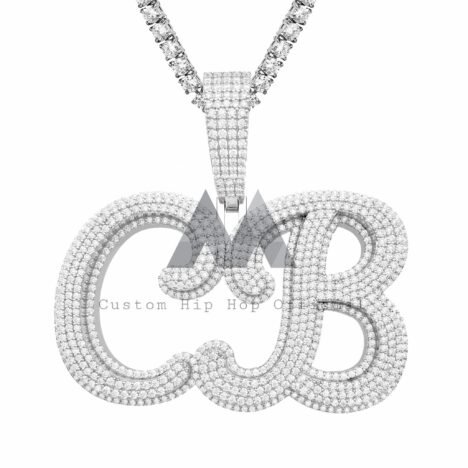 10k 14k 18k White Gold Custom Letter CB Iced Out Moissanite Pendant Hip Hop Style