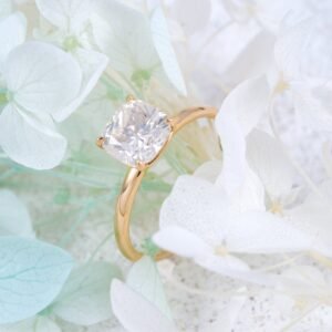 Women Fine Jewelry 10K 14K 18K Real Gold 2CT Cushion Cut Moissanite Diamond Ring - Image 5