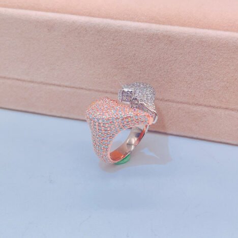 Rose Gold Moissanite Broken Heart Ring - Hip Hop Style Jewelry - Image 3