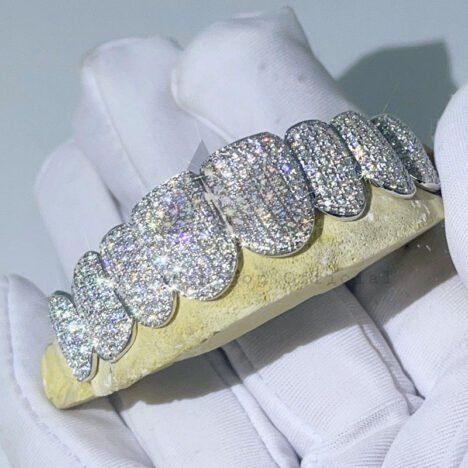VVS Moissanite 10k White Gold Custom Grillz - Solid Hip Hop Jewelry - Image 3