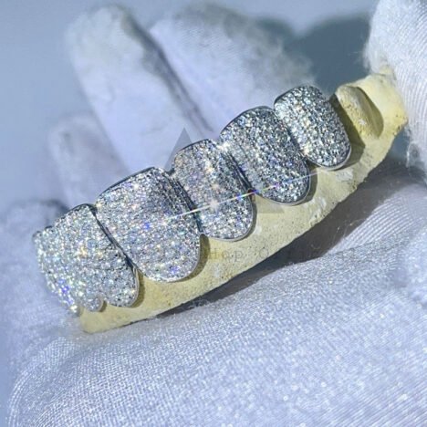 VVS Moissanite 10k White Gold Custom Grillz - Solid Hip Hop Jewelry