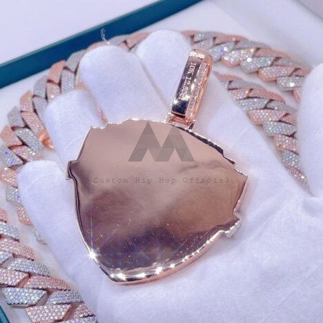 Rose Gold Two-Tone VVS Moissanite Pendant - Hip Hop Jewelry, WB Style - Image 3