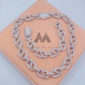 925 Silver 18MM Iced Out VVS Moissanite Box Link Chain - Hip Hop Jewelry - Image 2