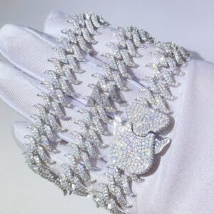 16MM White Gold Color Moissanite Cuban Link Chain - Hip Hop Jewelry