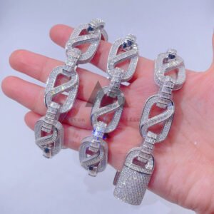 925 Silver 18MM Iced Out VVS Moissanite Box Link Chain - Hip Hop Jewelry - Image 3