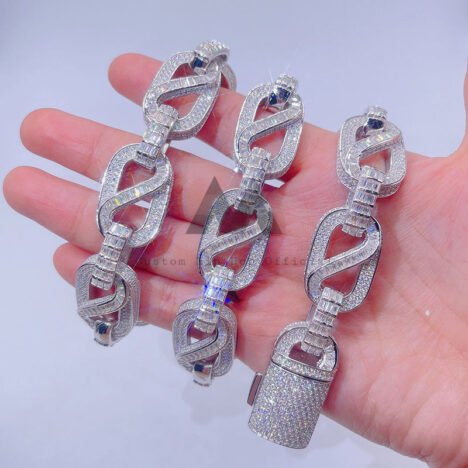 925 Silver 18MM Iced Out VVS Moissanite Box Link Chain - Hip Hop Jewelry - Image 3