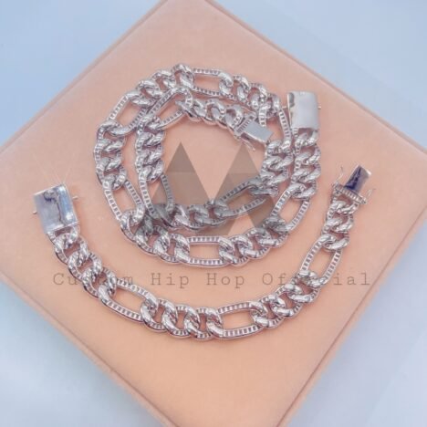 15MM Iced Out Figaro Chain | Hip Hop Moissanite Diamond Jewelry - Image 2