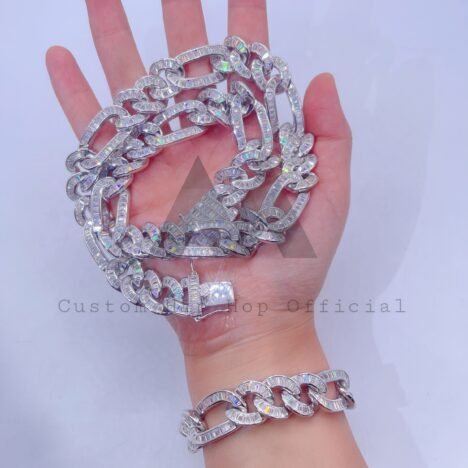 15MM Iced Out Figaro Chain | Hip Hop Moissanite Diamond Jewelry - Image 3