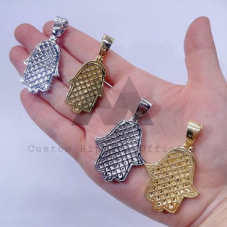 Men's Iced Out Hamsa Pendant - Hip Hop Moissanite Jewelry - Image 2