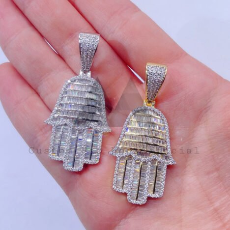 Men's Iced Out Hamsa Pendant - Hip Hop Moissanite Jewelry