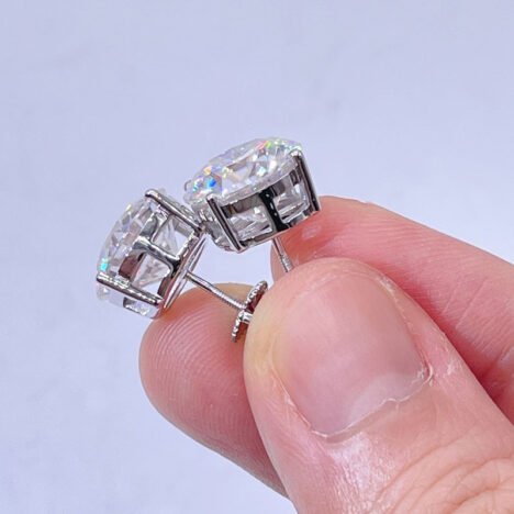Hot Sell Sterling Silver 925 White Gold VVS Moissanite Stud Earrings Screw Back - Image 2