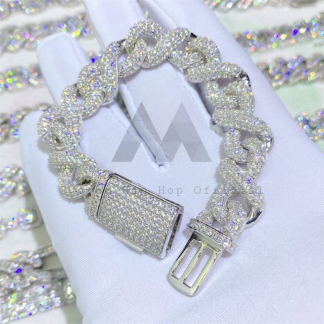 13mm VVS Moissanite Cuban Link Bracelet 925 Silver Iced-Out Infinity