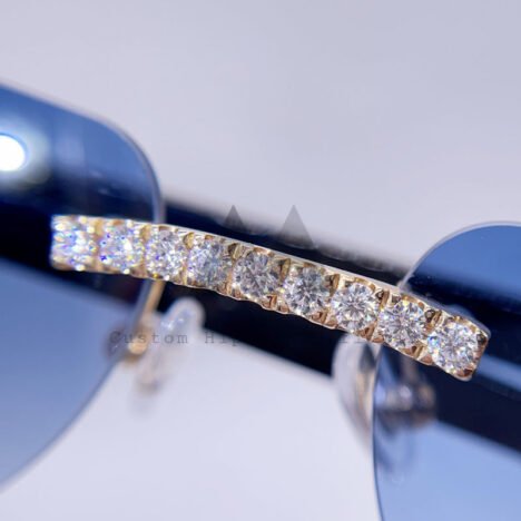 10k Solid Yellow Gold VVS Moissanite Diamond Sunglasses - Image 2