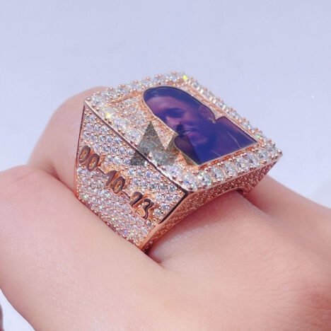 VVS Moissanite Hip Hop Championship Ring with Custom Photo Insert - Image 2