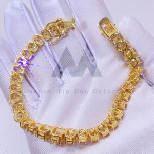 VVS Champagne Moissanite Tennis Bracelet 37 CT Oval Cut Gold Plated Sterling Silver - Image 3