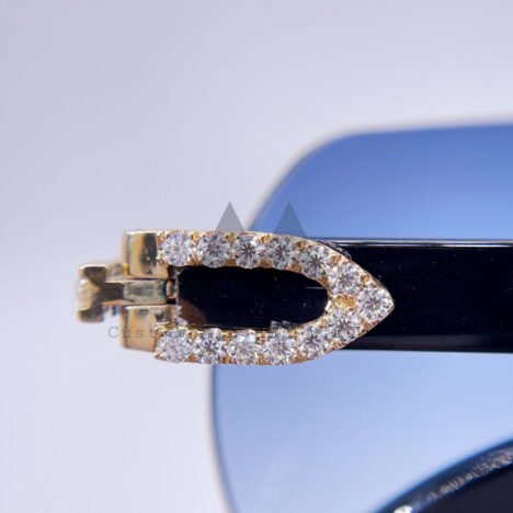 10k Solid Yellow Gold VVS Moissanite Diamond Sunglasses - Image 3